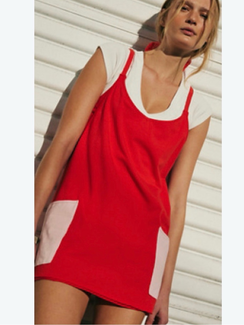 Free People Hot Shot Mini Colorblock - Flame Red / Pink Combo - Size Small